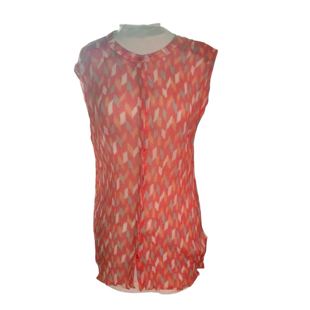 𝅺lucky Brand Sleeveless Multicolor Sheer Blouse Size XL